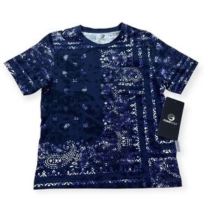 NEW Foray Golf T-Shirt Women's XS Navy Blue Bandana Printed Fashion Top Athletic
